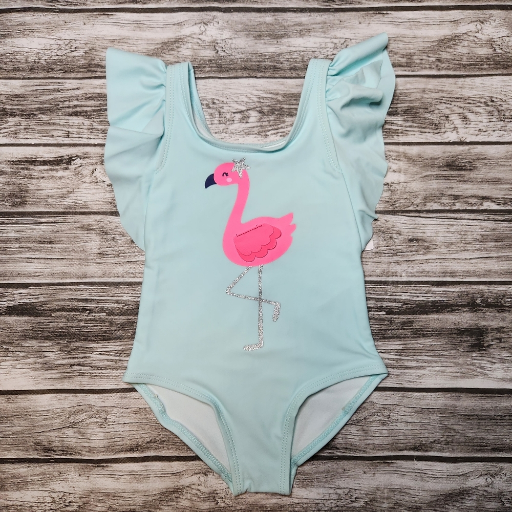 Carters light blue flamingo swimsuit